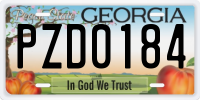GA license plate PZD0184