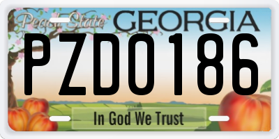 GA license plate PZD0186