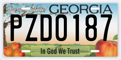 GA license plate PZD0187