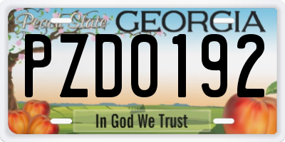 GA license plate PZD0192