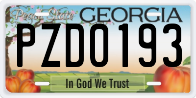 GA license plate PZD0193