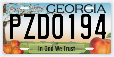 GA license plate PZD0194