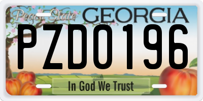 GA license plate PZD0196