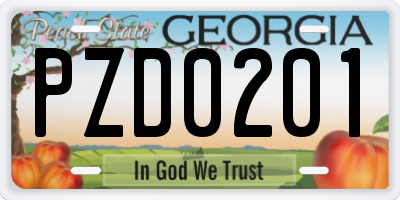 GA license plate PZD0201