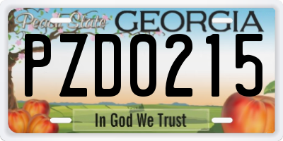 GA license plate PZD0215