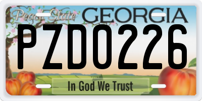 GA license plate PZD0226