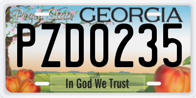 GA license plate PZD0235
