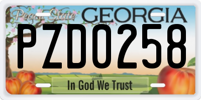GA license plate PZD0258