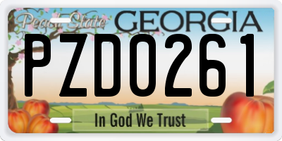 GA license plate PZD0261