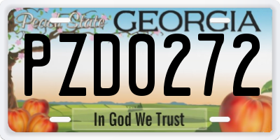 GA license plate PZD0272