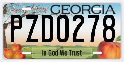 GA license plate PZD0278