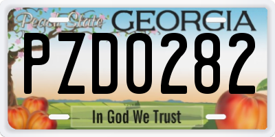 GA license plate PZD0282