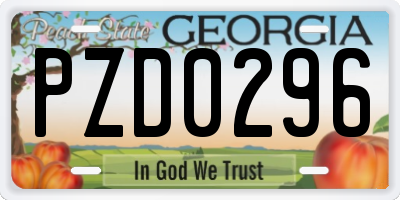 GA license plate PZD0296