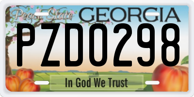 GA license plate PZD0298