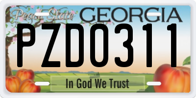 GA license plate PZD0311
