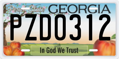 GA license plate PZD0312