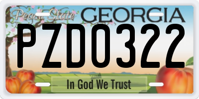 GA license plate PZD0322