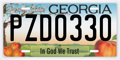 GA license plate PZD0330