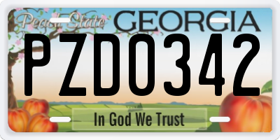GA license plate PZD0342