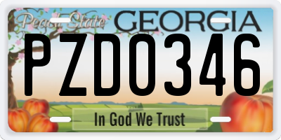 GA license plate PZD0346