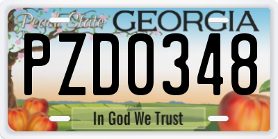 GA license plate PZD0348