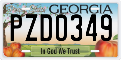 GA license plate PZD0349