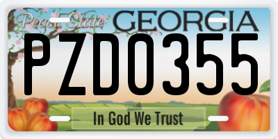 GA license plate PZD0355