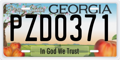 GA license plate PZD0371