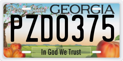 GA license plate PZD0375