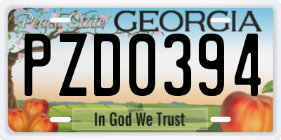 GA license plate PZD0394