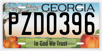 GA license plate PZD0396