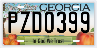 GA license plate PZD0399