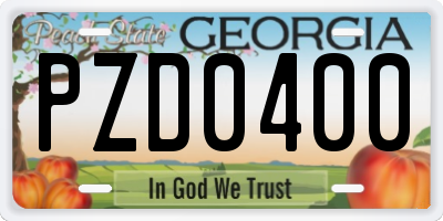 GA license plate PZD0400