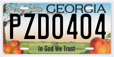 GA license plate PZD0404