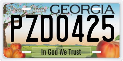 GA license plate PZD0425
