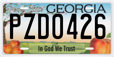 GA license plate PZD0426