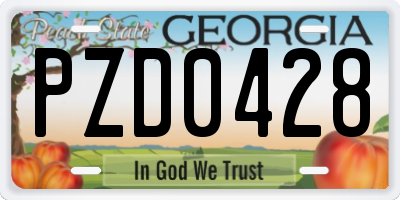 GA license plate PZD0428