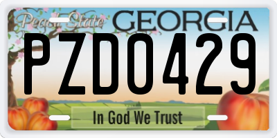 GA license plate PZD0429