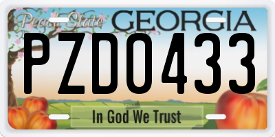 GA license plate PZD0433