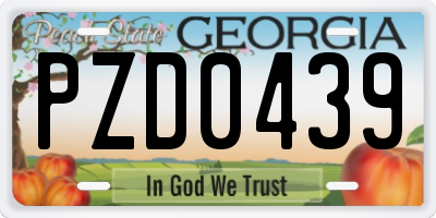 GA license plate PZD0439