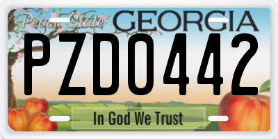 GA license plate PZD0442