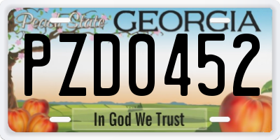 GA license plate PZD0452