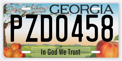 GA license plate PZD0458