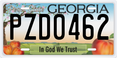GA license plate PZD0462