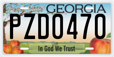 GA license plate PZD0470