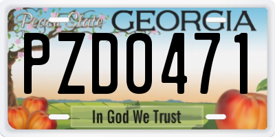 GA license plate PZD0471