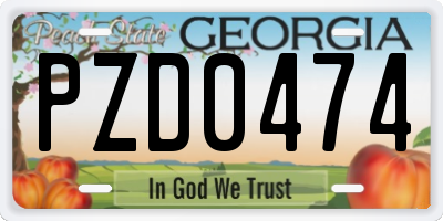 GA license plate PZD0474