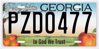 GA license plate PZD0477