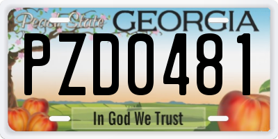GA license plate PZD0481