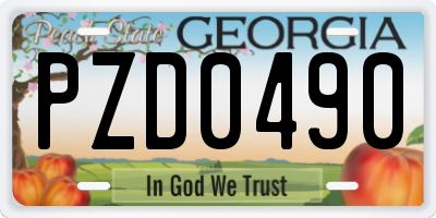 GA license plate PZD0490